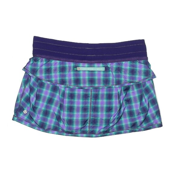 Lululemon Run skort sz 8  Personal best purple plaid skirt  -sparkle gripper - Picture 2 of 6